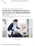 Certificate In Managing Long-Term Care Services For Aging Populations - Edukite