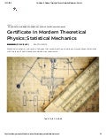 Certificate In Mordern Theoretical Physics_ Statistical Mechanics - Edukite