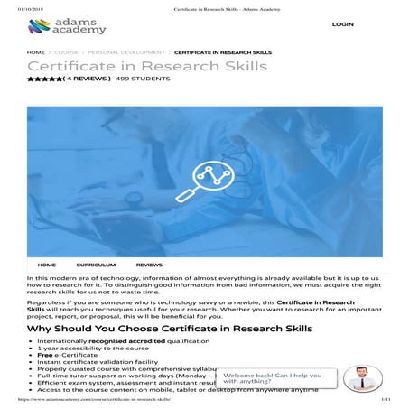 Certificate in Research Skills - Adams Academy