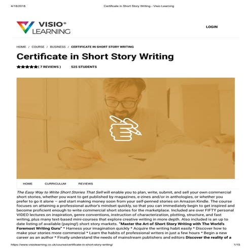 Certificate in short story writing   visio learning