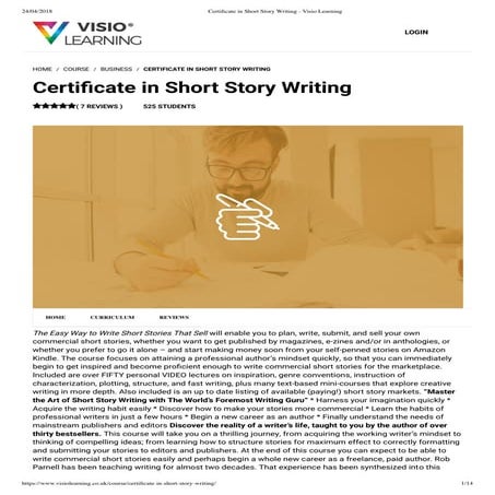 Certificate in short story writing -visio learning