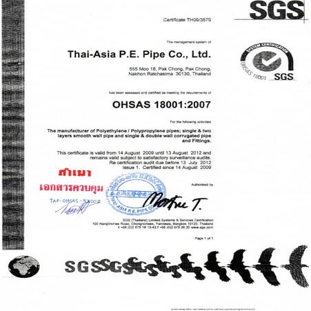 Certificate iso18000 | PDF