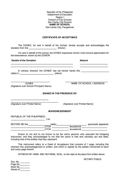 certificate of acceptance template
