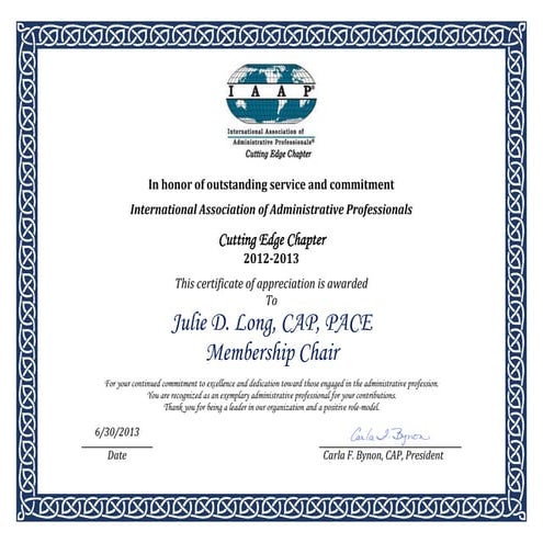 Certificate of appreciation 2012 2013 - j long