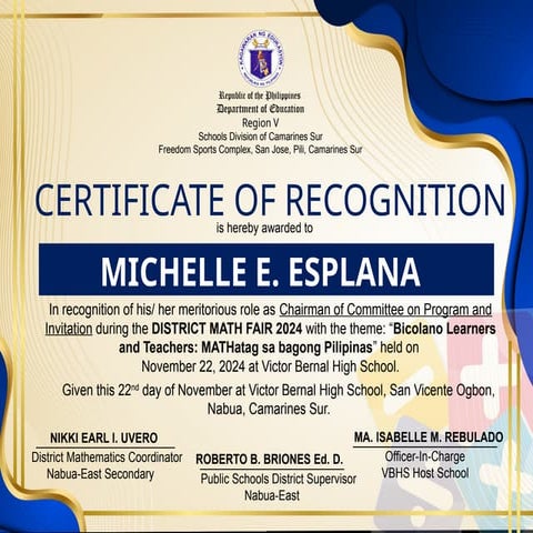Certificate of PARTICIPATION (DISTRICT MATH FAIR).pptx