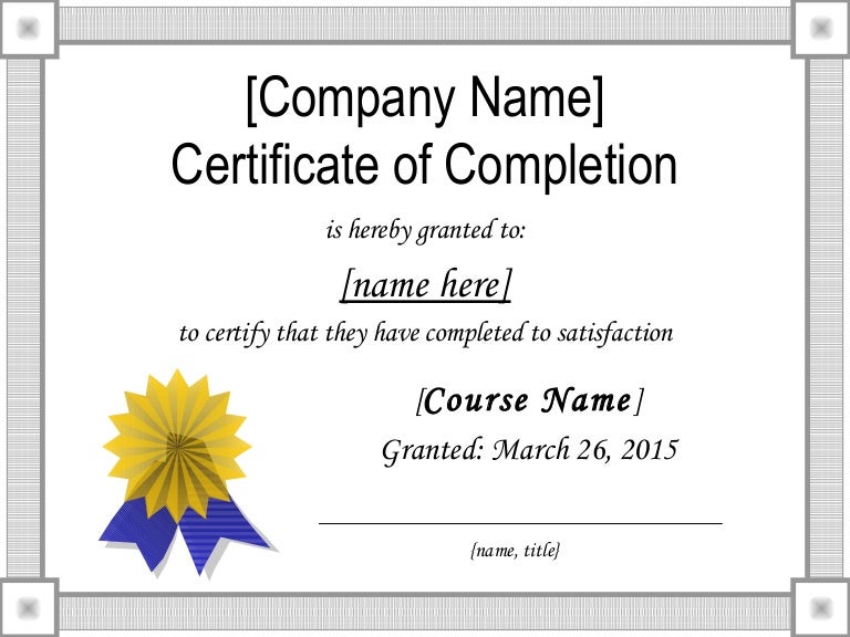 Certificate of completion