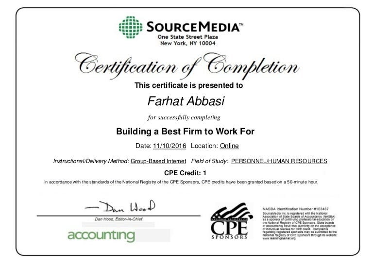 i have a certificate of completion