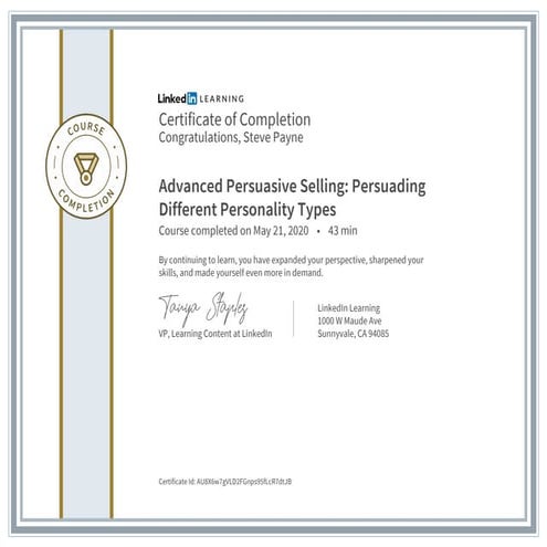 Certificate ofcompletion advanced persuasive selling_ persuading different pe...