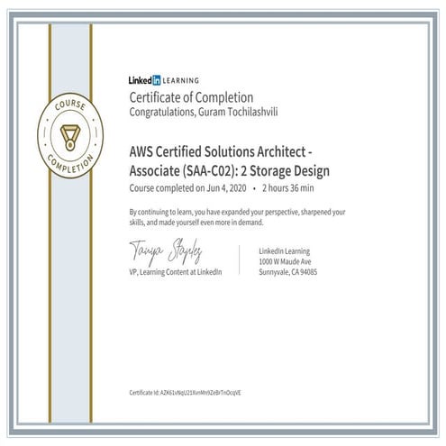 Certificate of completion aws certified solutions architect - associate (saa-...