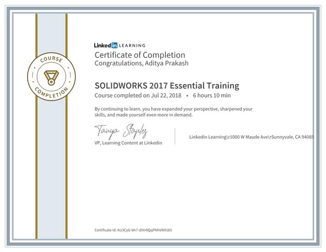 Lynda Cert Prep Certified Solidworks Professional Certificate ofcompletion cert prep certified solidworks professional 1