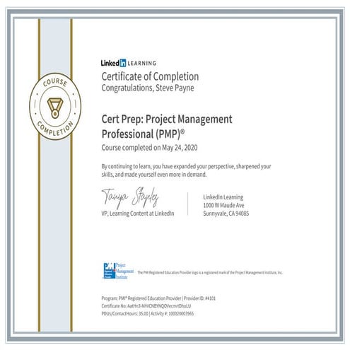 Project Management Professional (PMP) Certificate | PDF