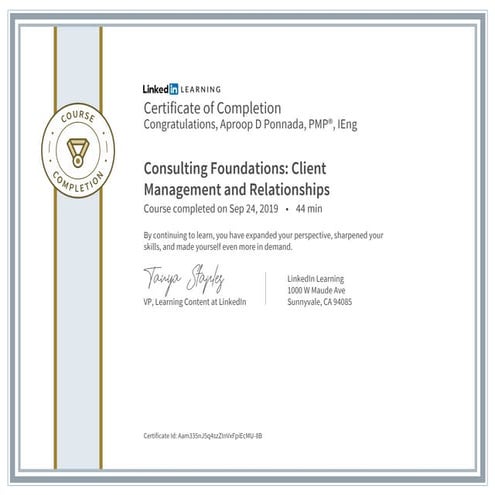 Certificate ofcompletion consulting foundations client management and relatio...