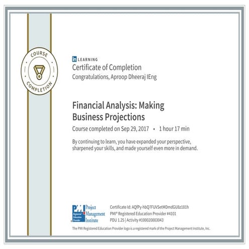 Certificate ofcompletion financialanalysismakingbusinessprojections