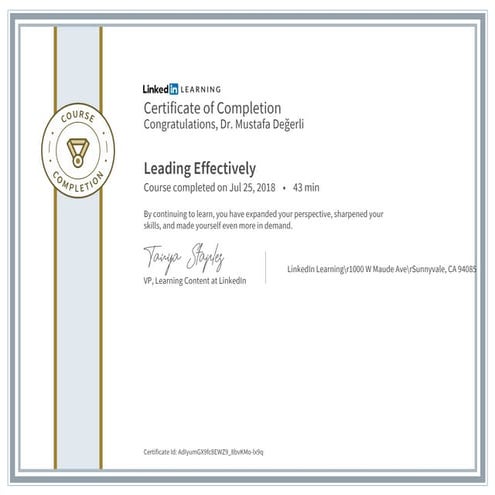 Dr. Mustafa Değerli – 2018 – Leading Effectively