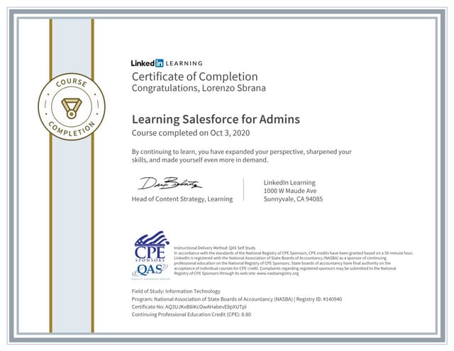 Learning Salesforce for Admins - NASBA