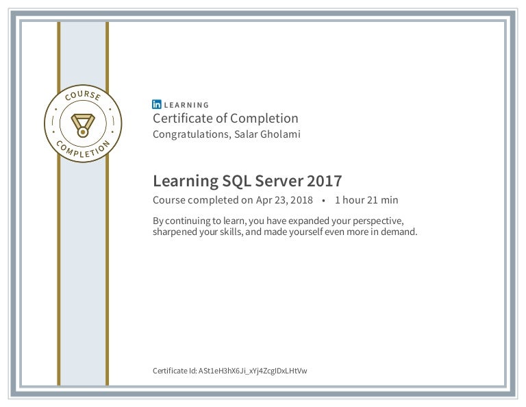 Linkedin Learning - Learning SQL Server 2017