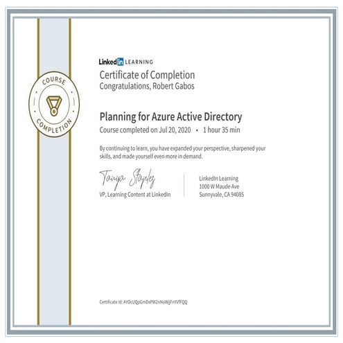 LinkedIn Learning - Planning for Azure Active Directory