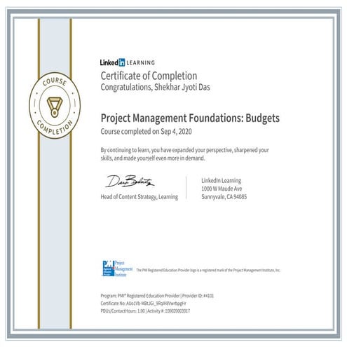 Certificate ofcompletion project management foundations_ budgets