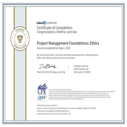 Certificate of completion project management foundations_ ethics