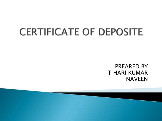 Certificate of deposite