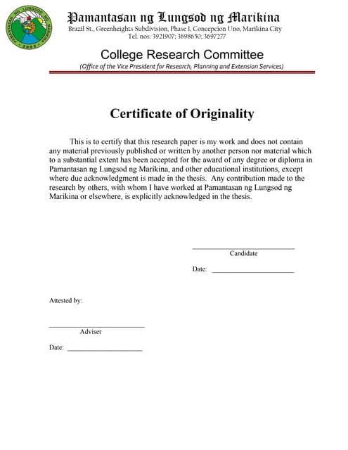 Declaration of originality thesis example image