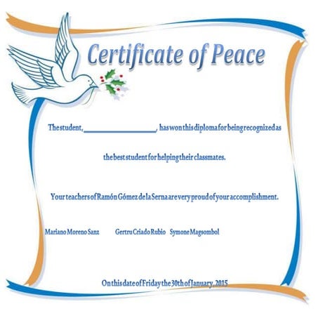 Certificate of peace