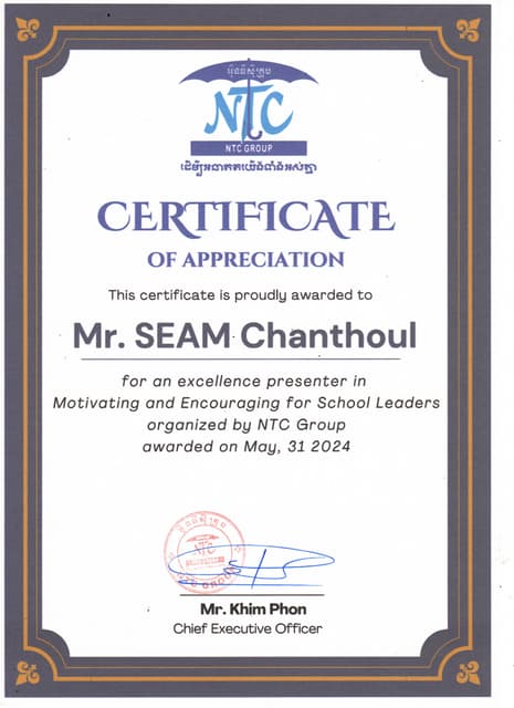 ស៊ាម ចាន់ថុល Certificate Presenter 2024 pdf ស៊ាម ចាន់ថុល Certificate Presenter 2024 pdf
