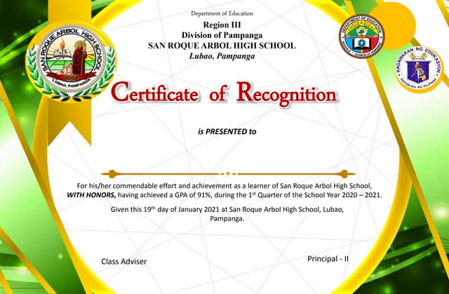 Certificates with honors PPTX Certificates with honors PPTX