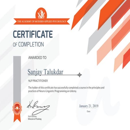 Certificate sanjay talukdar-NLP Practitioner