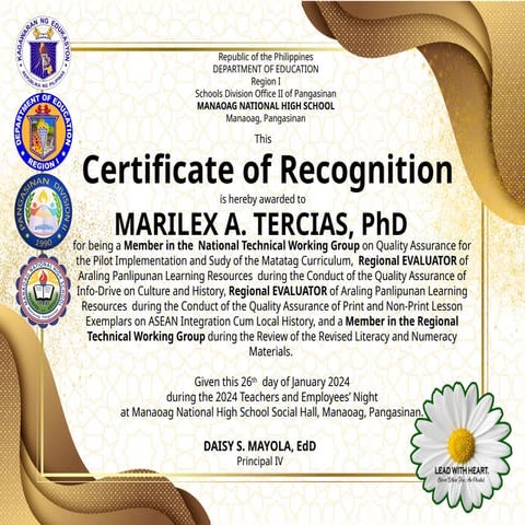 CERTIFICATES OF THE REGIONAL AND NATIONAL AWARDEES new.pptx