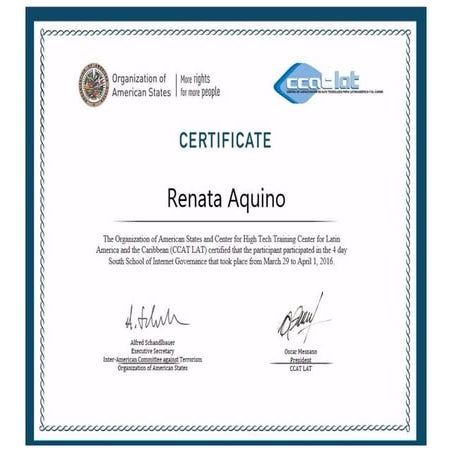Certificate south school internet governance 2016