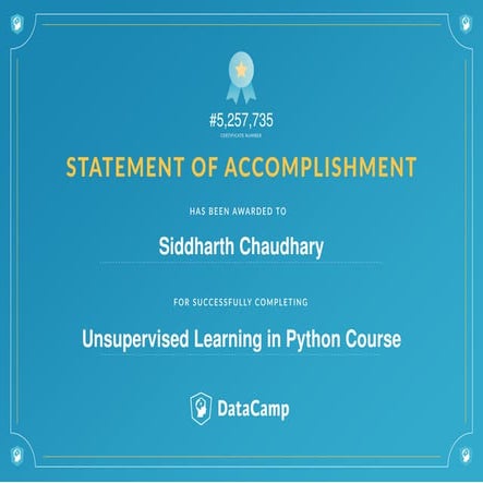 Certificate unsupervised learning in python