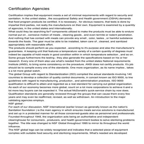 Certification Agencies