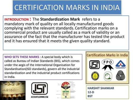 BIS (bureau of Indian standards) Presentation .pptx | Business ...