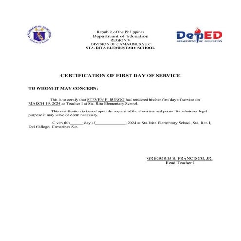 Certification of 1st day of Service.docx