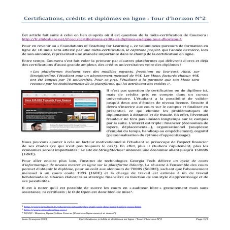 Certifications, crédits et diplômes en ligne - tour d’horizon 2