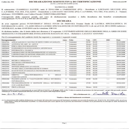 Certificazione esami specialistica