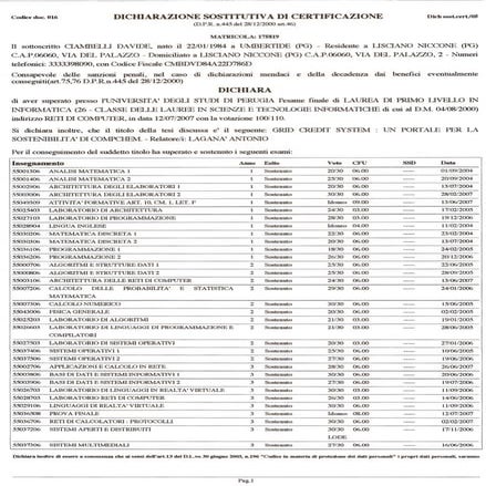 Certificazione esami triennale