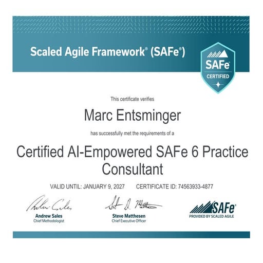 Certification Achievement: Certified AI-Empowered SAFe 6 Practice ...