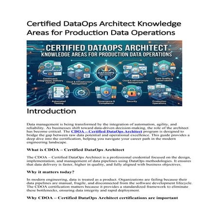Comprehensive Guide to Certified DataOps Architect (CDOA) Certification ...