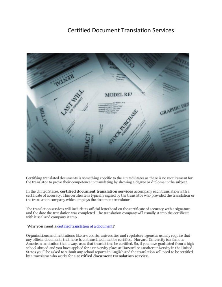 Certified document translation services