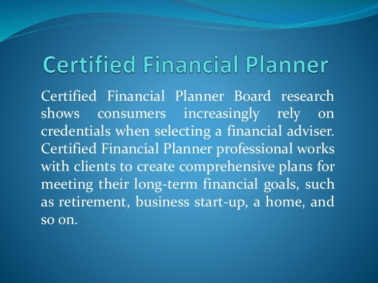 Certified financial planner