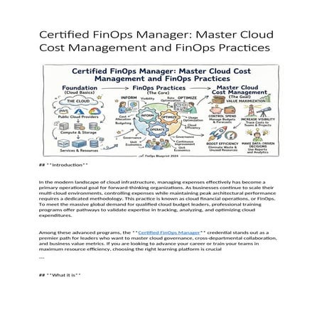 Certified FinOps Manager Master Cloud Cost Management and FinOps ...