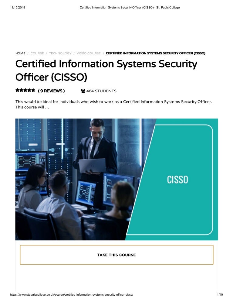 Certified Information Systems Security Officer (CISSO) St. Pauls Co…