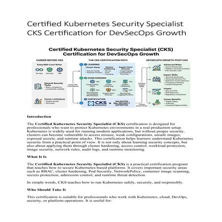 Certified Kubernetes Security Specialist CKS Certification for ...