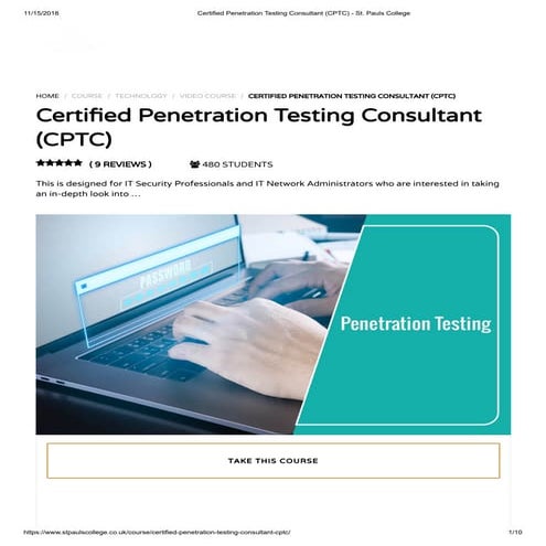Certified Penetration Testing Consultant (CPTC) - St. Pauls College