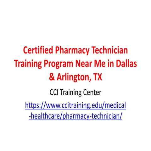 Pharmacy Technician Training Program Near Me in Dallas & Arlington, TX | CCI Training Center