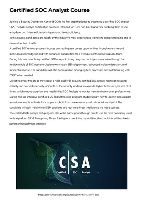 certified soc analyst csa price