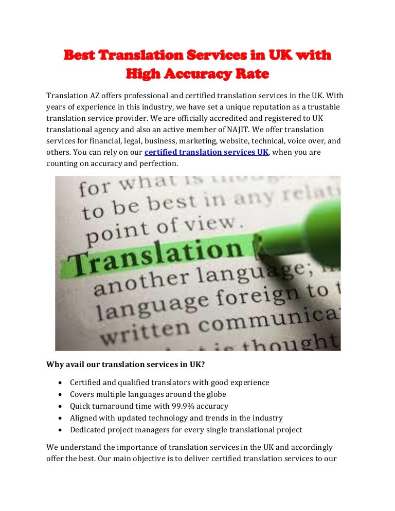 Certified Translation Services UK Translation AZ UK