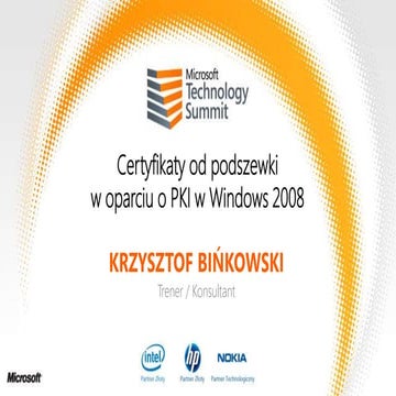Certyfikaty od podszewki w oparciu o PKI w windows 2008 MTS 2011